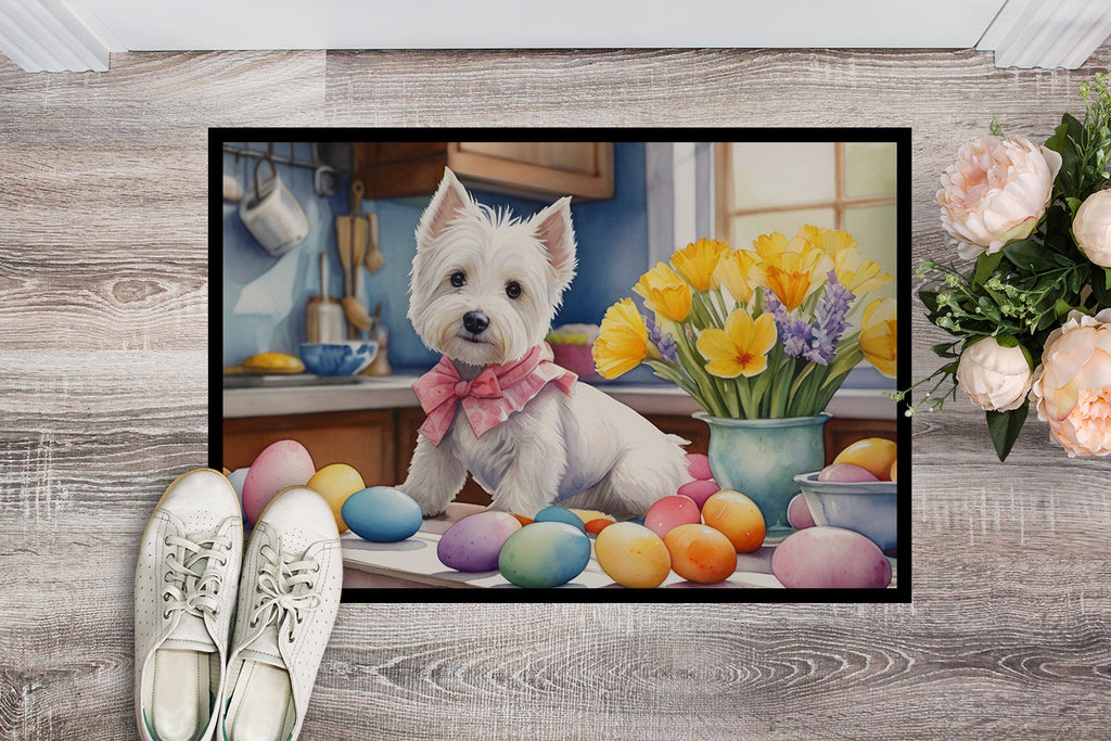 Decorating Easter Westie Doormat Indoor Outdoor 18H X 27W Front Door Mat Rugs for Entryway, Non Slip Washable
