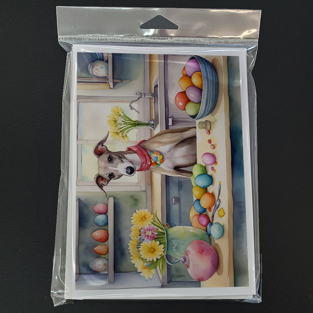 Decorating Easter Whippet Greeting Cards Pack of 8 Blank Cards with Envelopes Whimsical A7 Size 5x7