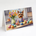 Decorating Easter Yorkshire Terrier Greeting Cards Pack of 8 Blank Cards with Envelopes Whimsical A7 Size 5x7