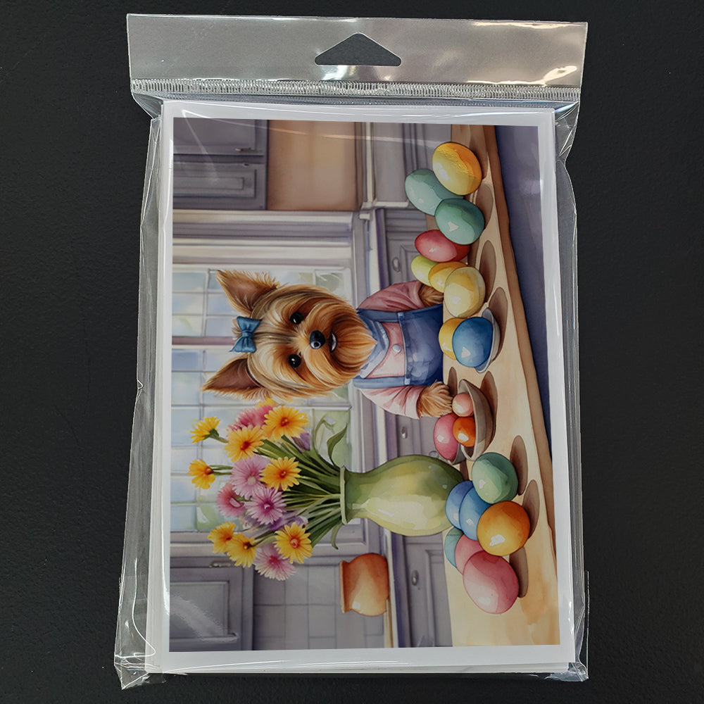 Decorating Easter Yorkshire Terrier Greeting Cards Pack of 8 Blank Cards with Envelopes Whimsical A7 Size 5x7