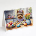 Decorating Easter Yorkshire Terrier Greeting Cards Pack of 8 Blank Cards with Envelopes Whimsical A7 Size 5x7