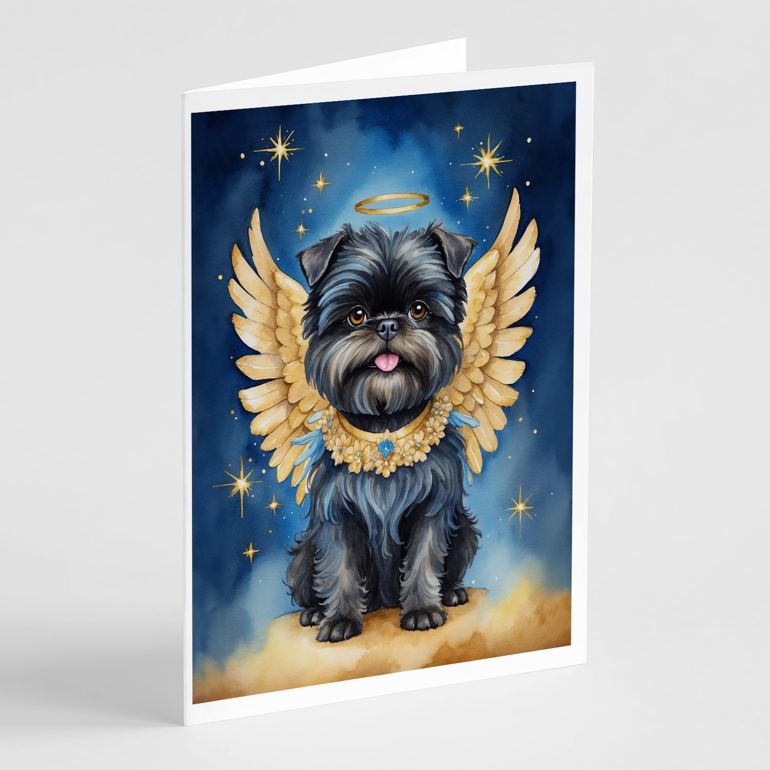 Affenpinscher My Angel Greeting Cards Pack of 8 Blank Cards with Envelopes Whimsical A7 Size 5x7