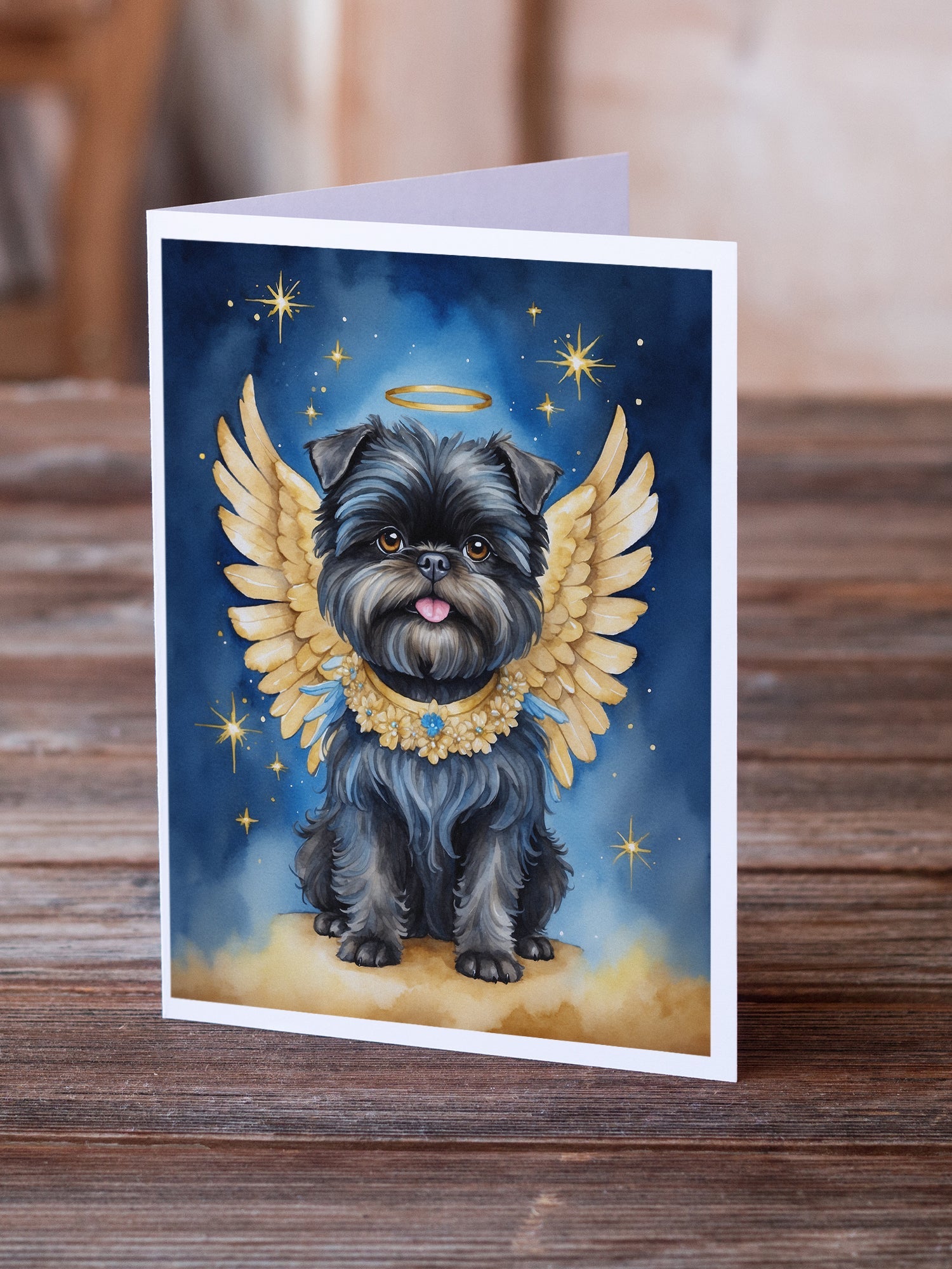 Affenpinscher My Angel Greeting Cards Pack of 8 Blank Cards with Envelopes Whimsical A7 Size 5x7