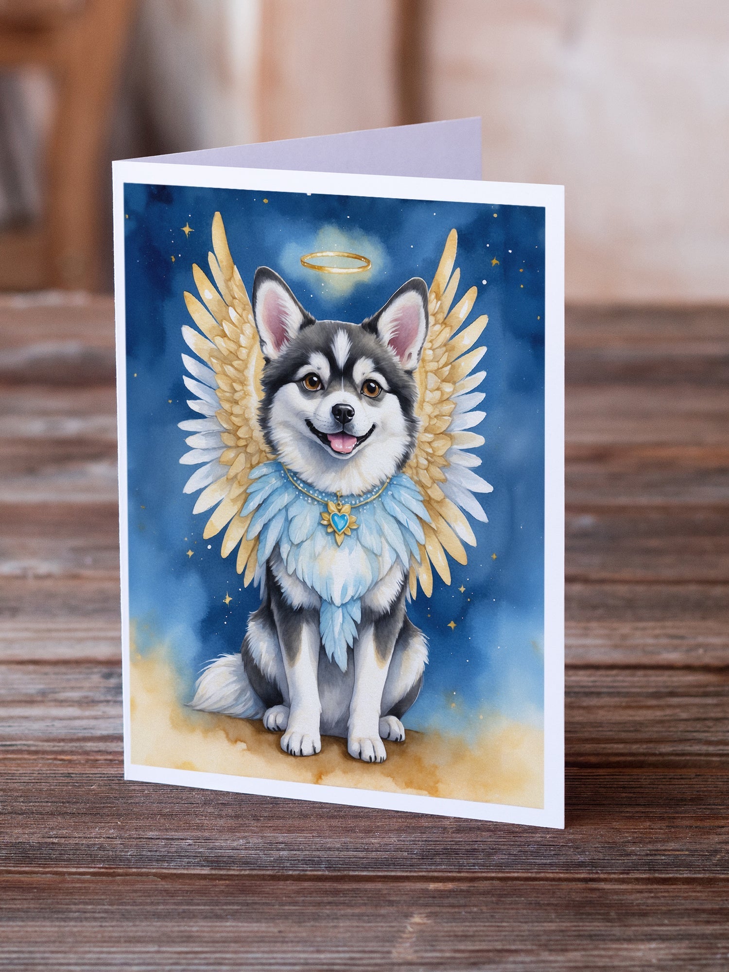 Alaskan Klee Kai My Angel Greeting Cards Pack of 8 Blank Cards with Envelopes Whimsical A7 Size 5x7