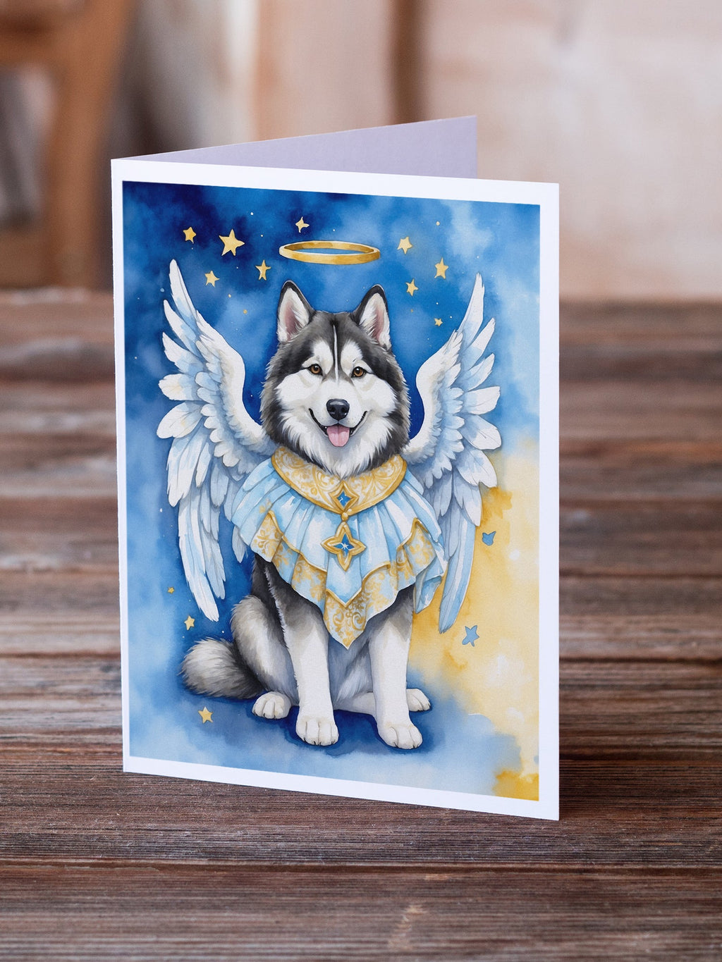 Alaskan Malamute My Angel Greeting Cards Pack of 8 Blank Cards with Envelopes Whimsical A7 Size 5x7