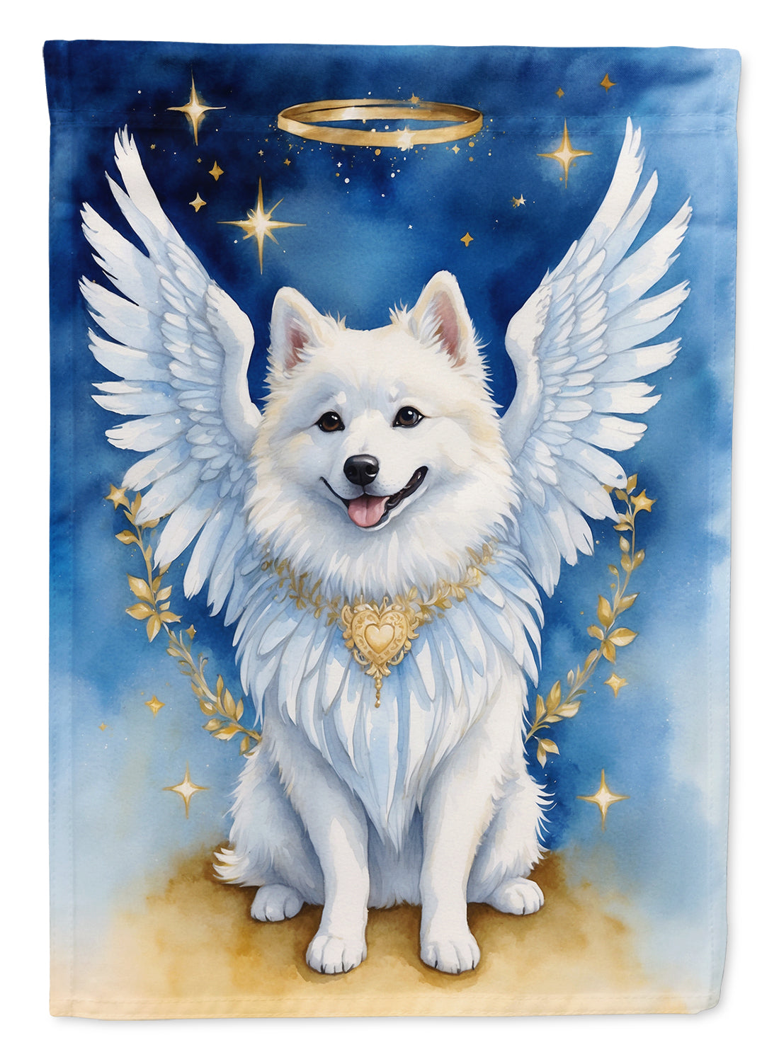 American Eskimo My Angel House Flag 28x40 Porch Sleeve Pole Decorative Outside Yard Banner Artwork Wall Hanging, Polyester