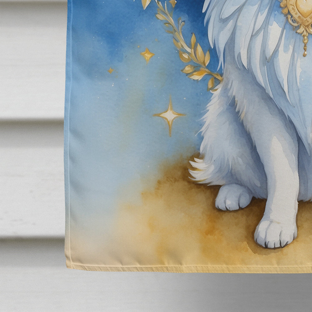 American Eskimo My Angel House Flag 28x40 Porch Sleeve Pole Decorative Outside Yard Banner Artwork Wall Hanging, Polyester