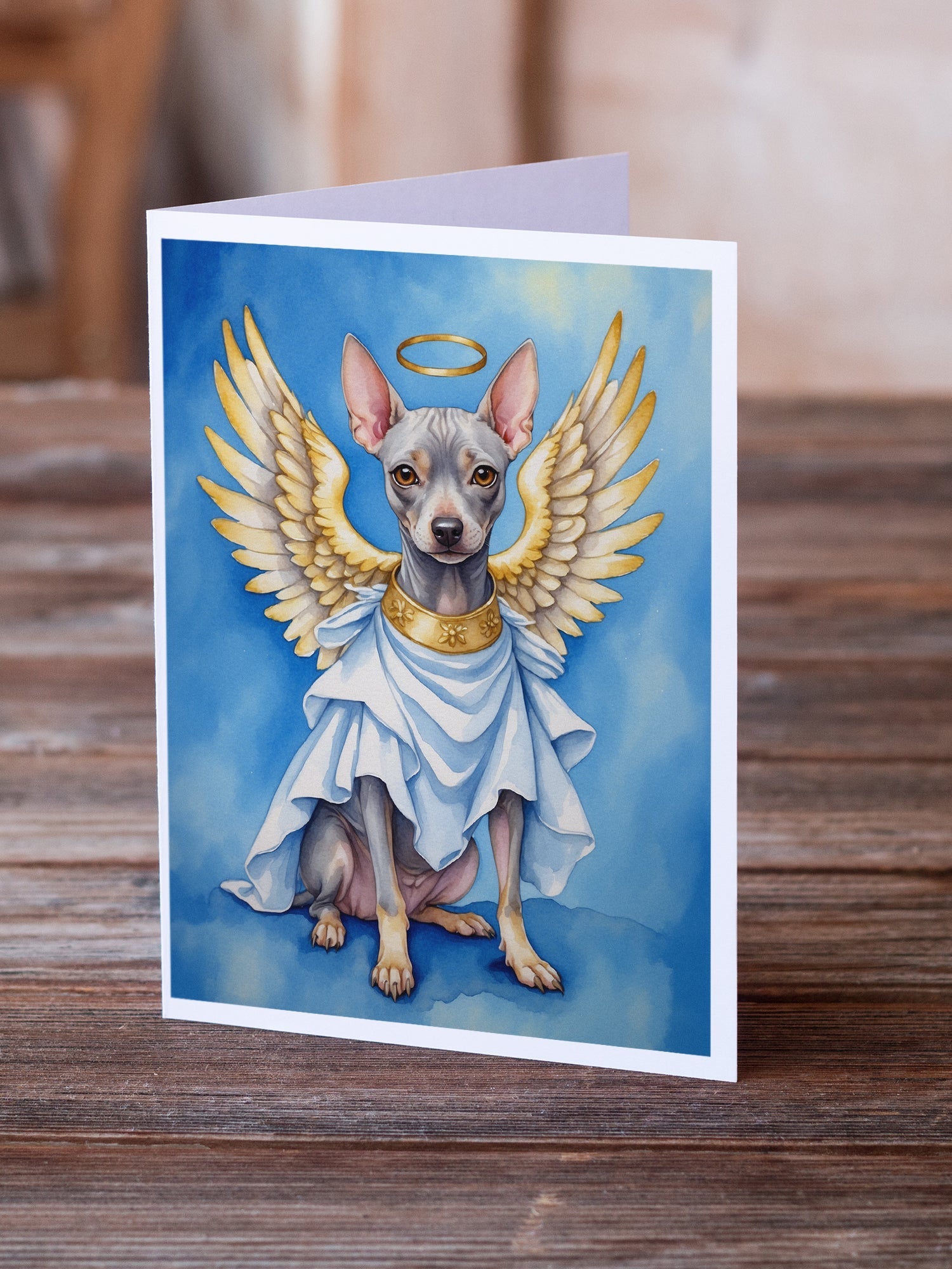 American Hairless Terrier My Angel Greeting Cards Pack of 8 Blank Cards with Envelopes Whimsical A7 Size 5x7