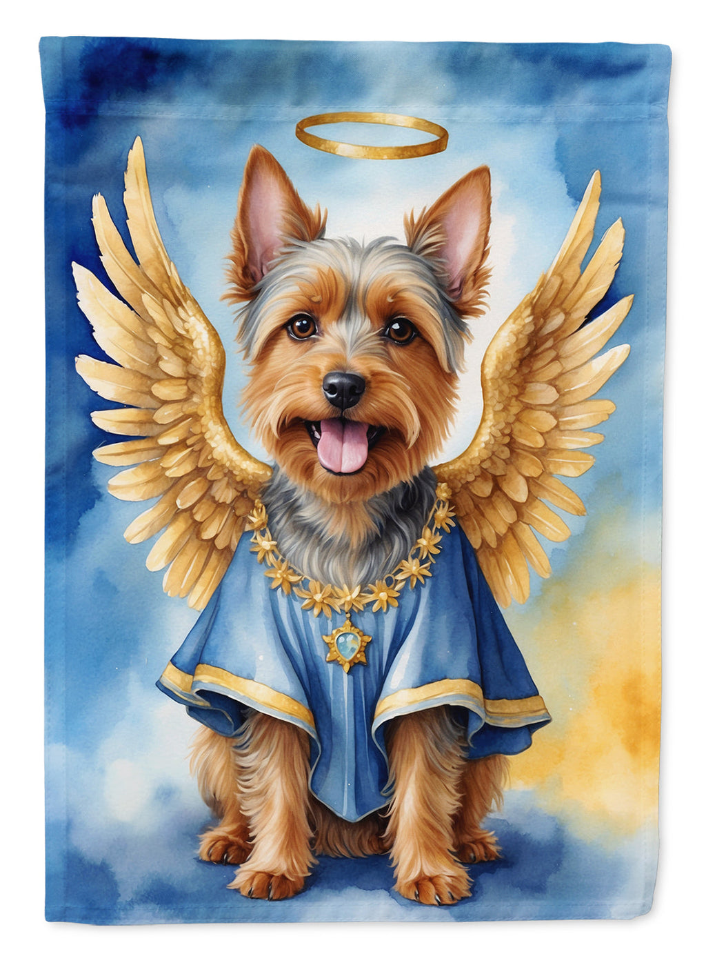Australian Terrier My Angel House Flag 28x40 Porch Sleeve Pole Decorative Outside Yard Banner Artwork Wall Hanging, Polyester