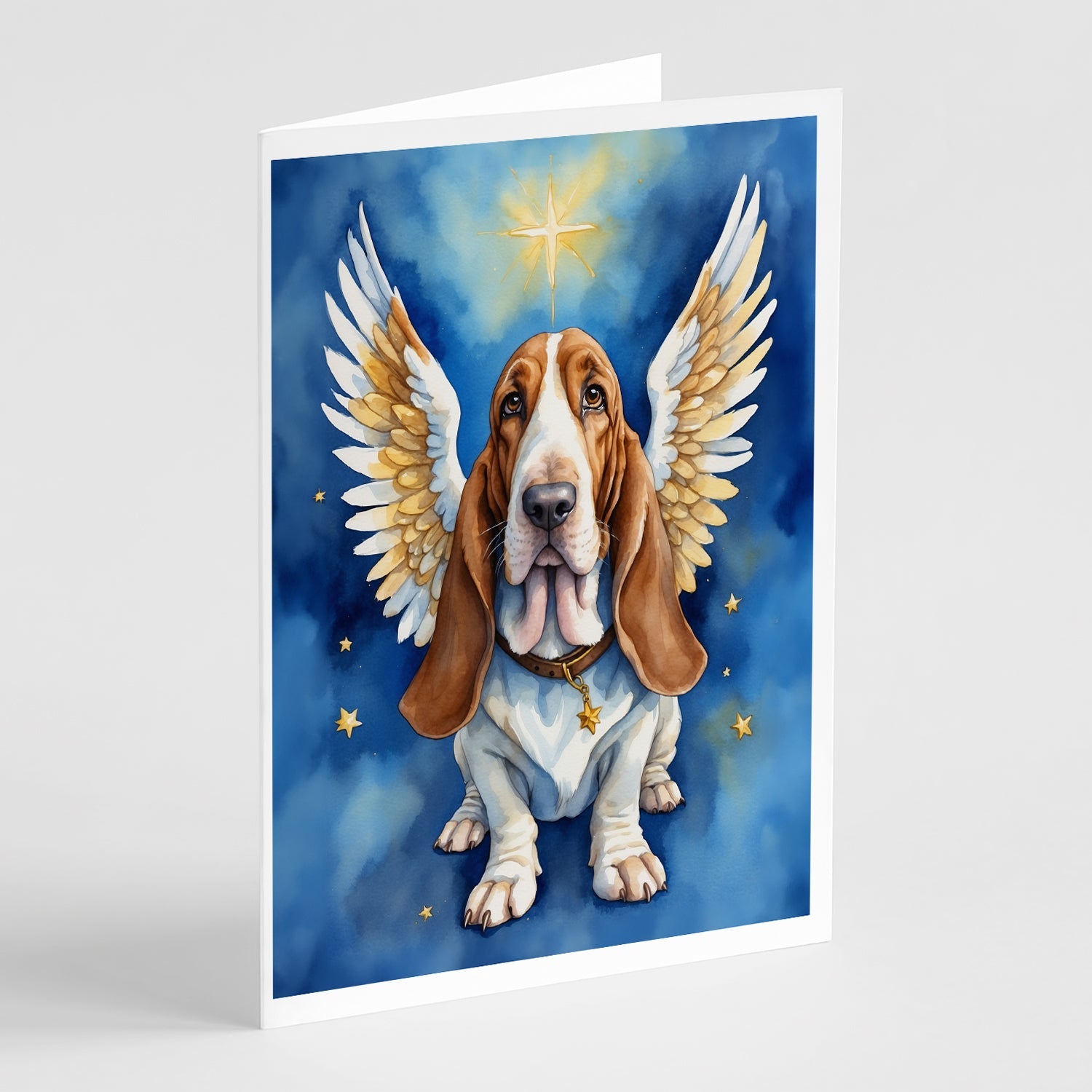 Basset Hound My Angel Greeting Cards Pack of 8 Blank Cards with Envelopes Whimsical A7 Size 5x7