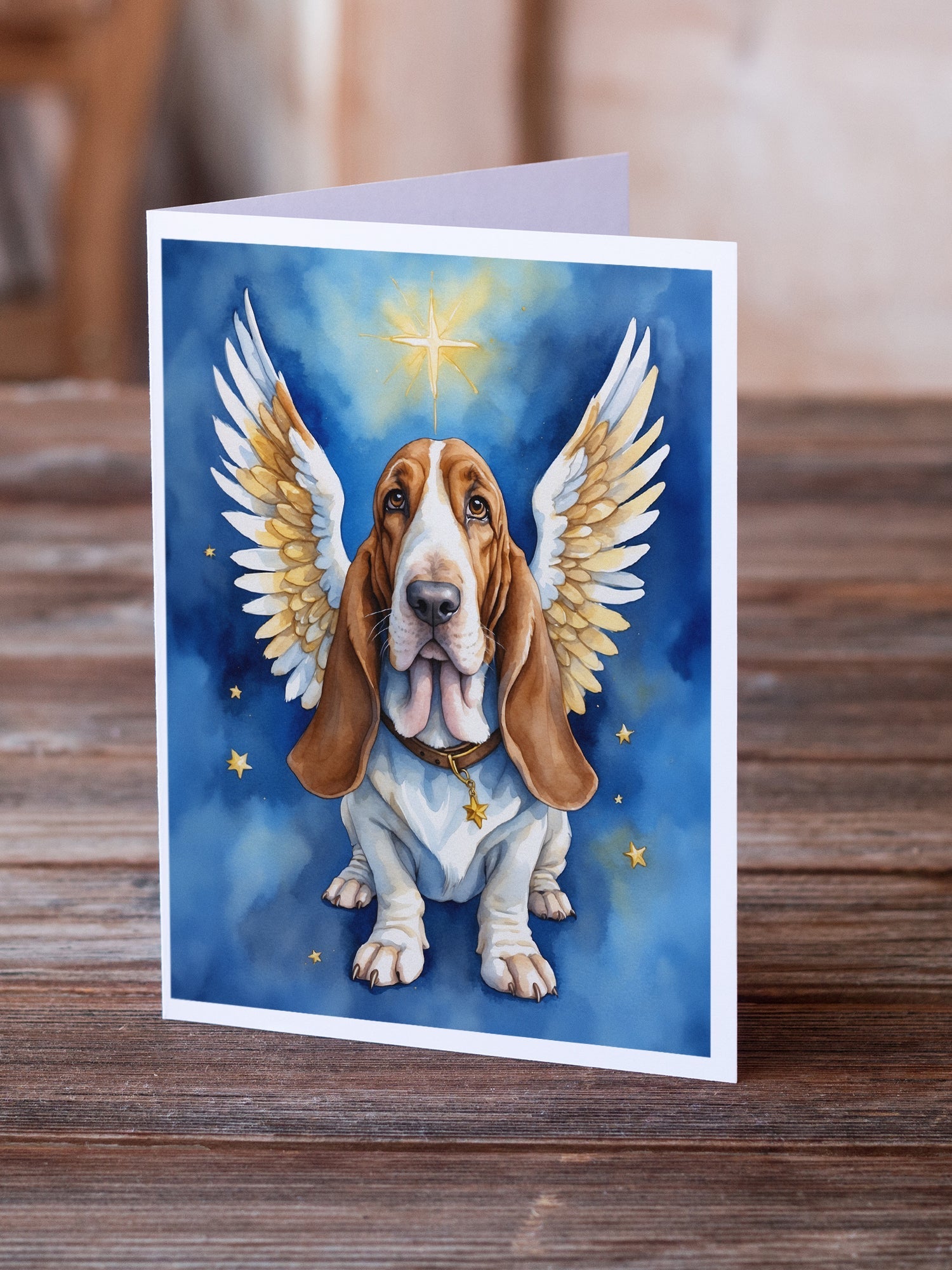 Basset Hound My Angel Greeting Cards Pack of 8 Blank Cards with Envelopes Whimsical A7 Size 5x7