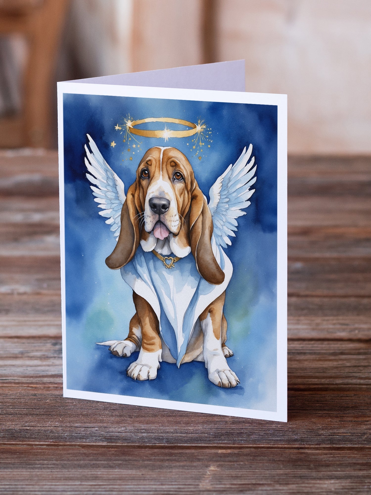 Basset Hound My Angel Greeting Cards Pack of 8 Blank Cards with Envelopes Whimsical A7 Size 5x7