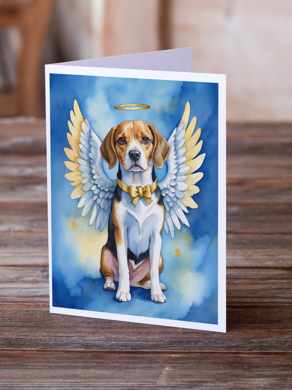 Beagle My Angel Greeting Cards Pack of 8 Blank Cards with Envelopes Whimsical A7 Size 5x7