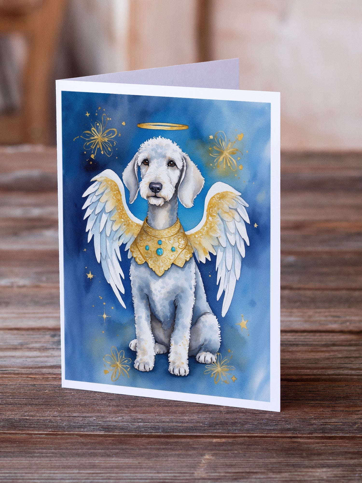 Bedlington Terrier My Angel Greeting Cards Pack of 8 Blank Cards with Envelopes Whimsical A7 Size 5x7