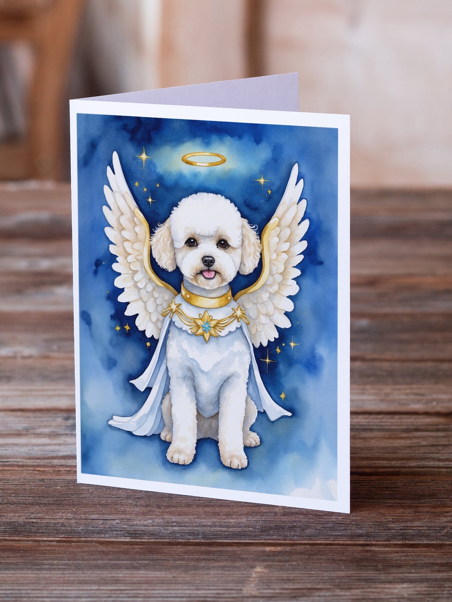 Bichon Frise My Angel Greeting Cards Pack of 8 Blank Cards with Envelopes Whimsical A7 Size 5x7