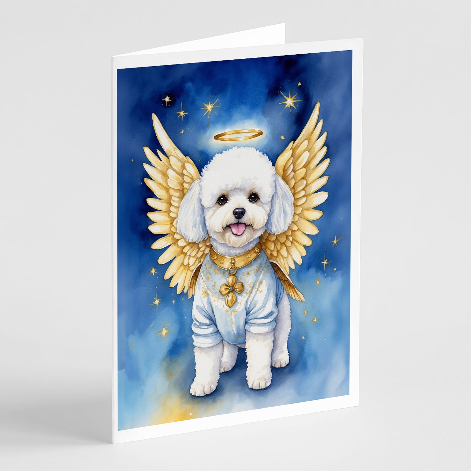 Bichon Frise My Angel Greeting Cards Pack of 8 Blank Cards with Envelopes Whimsical A7 Size 5x7