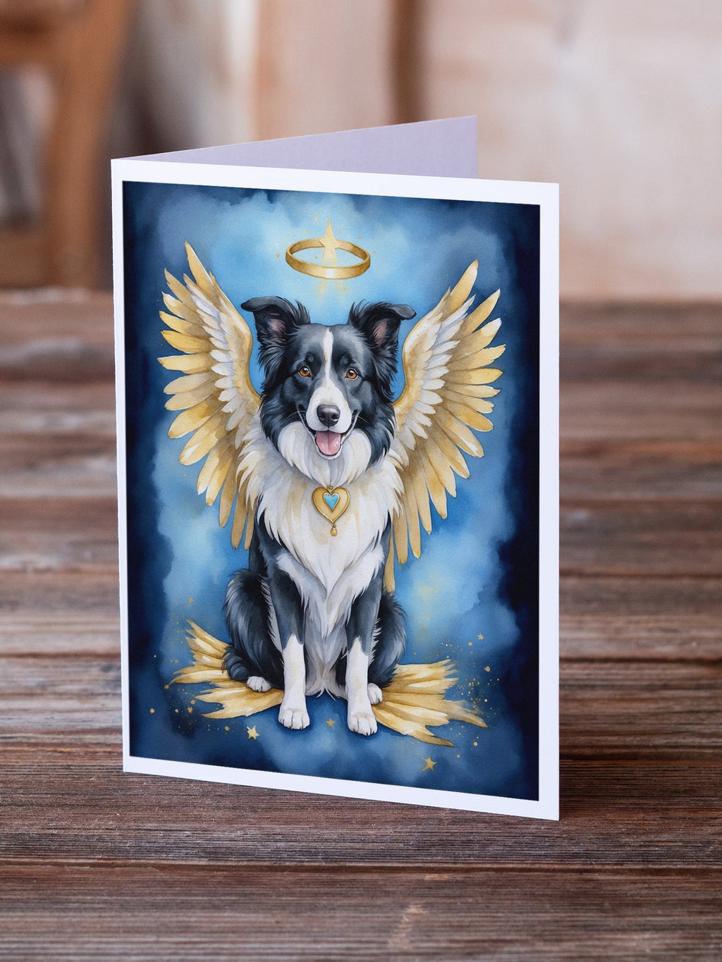 Border Collie My Angel Greeting Cards Pack of 8 Blank Cards with Envelopes Whimsical A7 Size 5x7