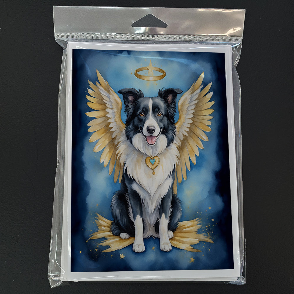 Border Collie My Angel Greeting Cards Pack of 8 Blank Cards with Envelopes Whimsical A7 Size 5x7