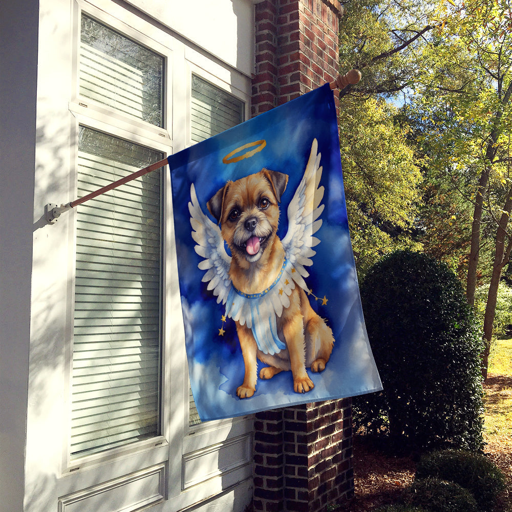 Border Terrier My Angel House Flag 28x40 Porch Sleeve Pole Decorative Outside Yard Banner Artwork Wall Hanging, Polyester