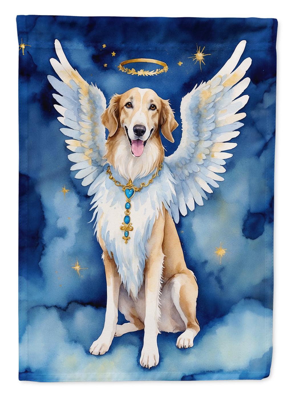 Borzoi My Angel House Flag 28x40 Porch Sleeve Pole Decorative Outside Yard Banner Artwork Wall Hanging, Polyester