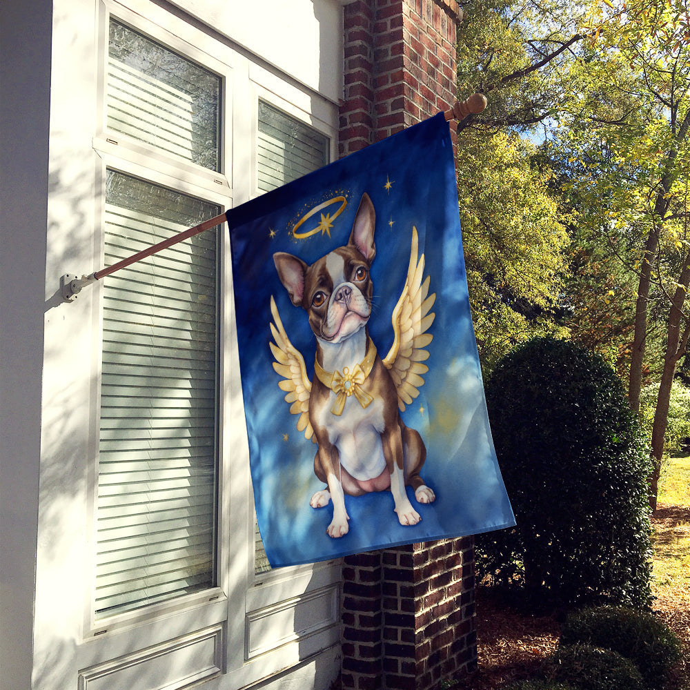 Boston Terrier My Angel House Flag 28x40 Porch Sleeve Pole Decorative Outside Yard Banner Artwork Wall Hanging, Polyester