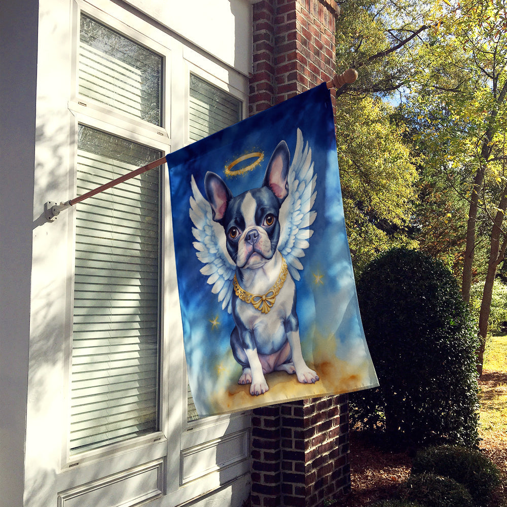 Boston Terrier My Angel House Flag 28x40 Porch Sleeve Pole Decorative Outside Yard Banner Artwork Wall Hanging, Polyester