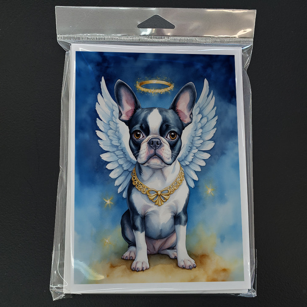 Boston Terrier My Angel Greeting Cards Pack of 8 Blank Cards with Envelopes Whimsical A7 Size 5x7