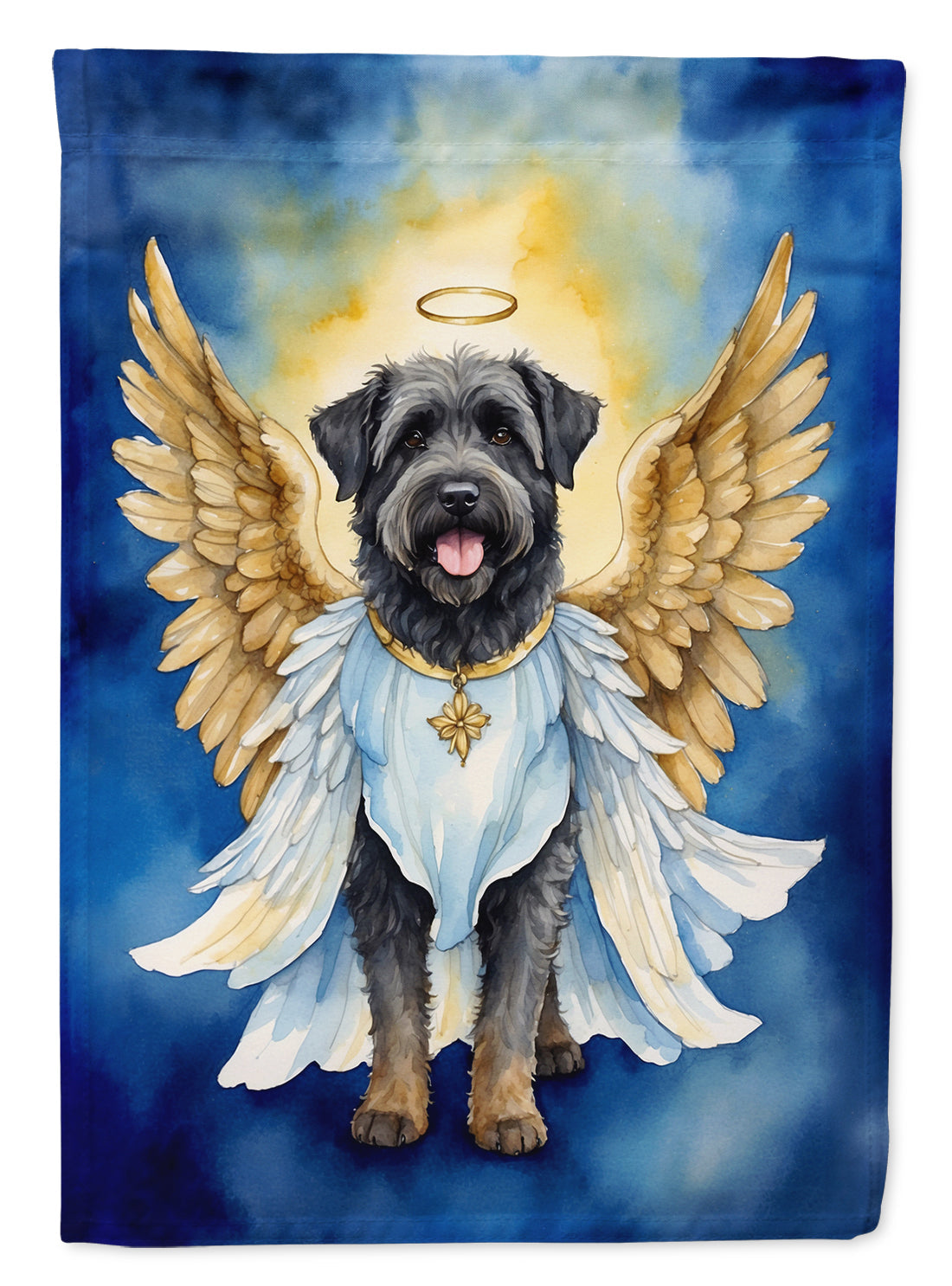 Bouvier des Flandres My Angel House Flag 28x40 Porch Sleeve Pole Decorative Outside Yard Banner Artwork Wall Hanging, Polyester