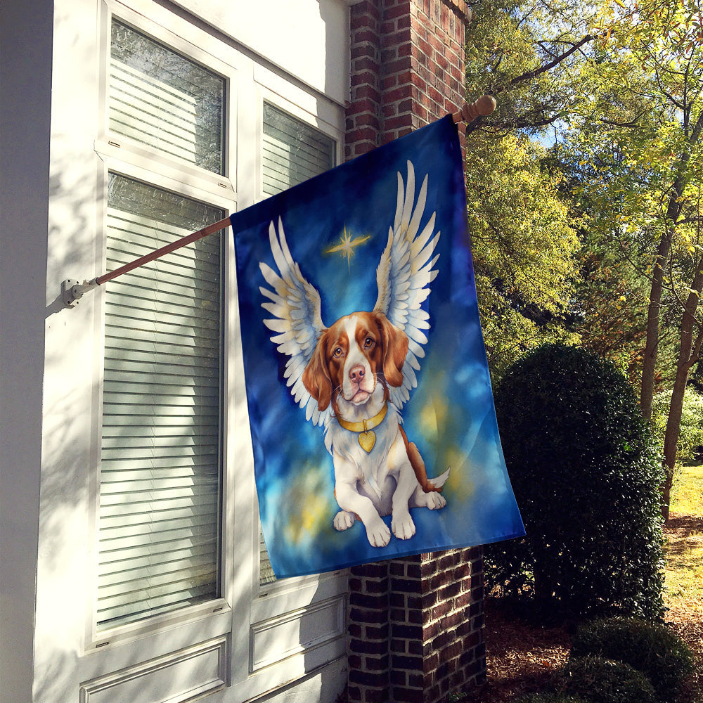Brittany Spaniel My Angel House Flag 28x40 Porch Sleeve Pole Decorative Outside Yard Banner Artwork Wall Hanging, Polyester