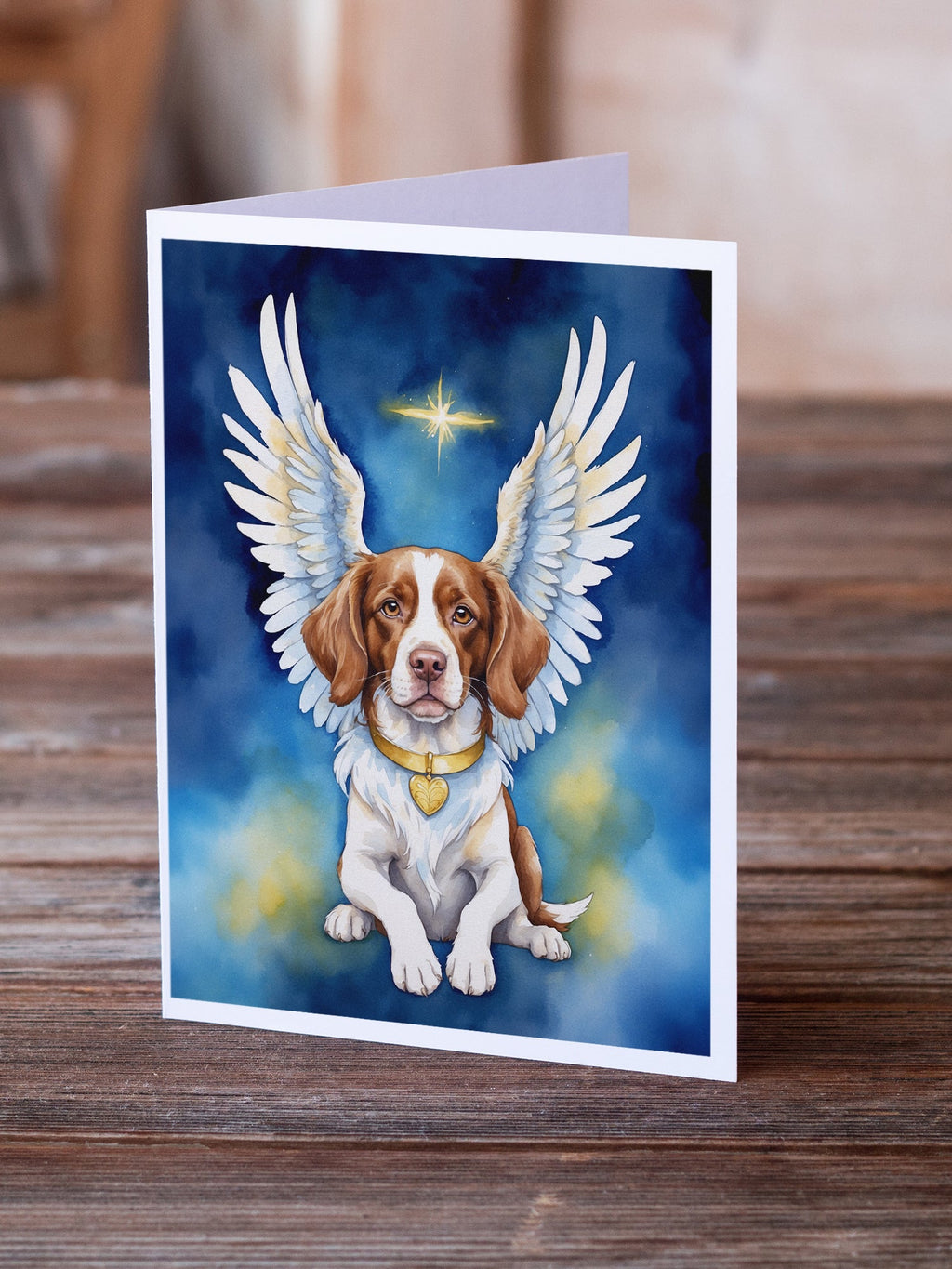 Brittany Spaniel My Angel Greeting Cards Pack of 8 Blank Cards with Envelopes Whimsical A7 Size 5x7