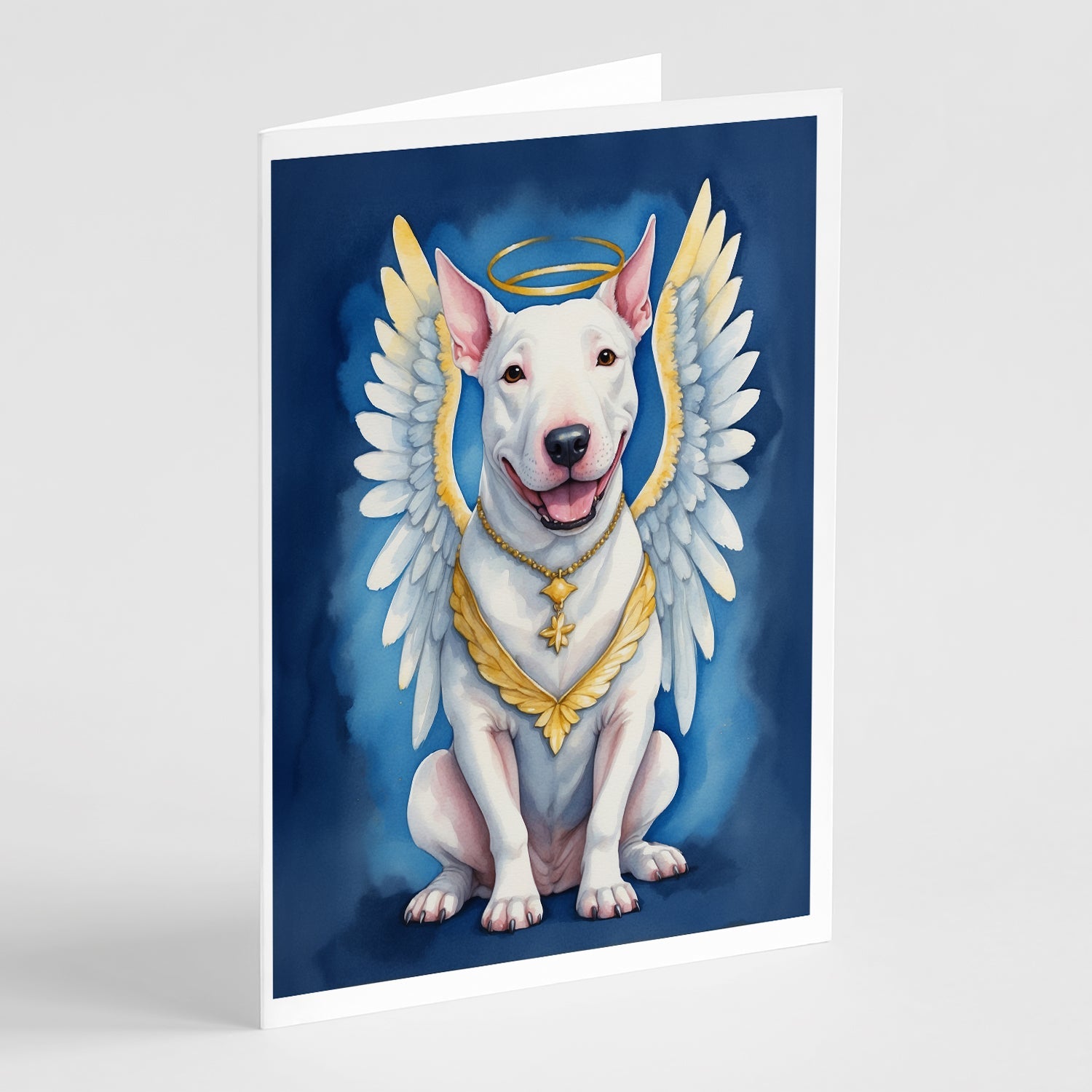 Bull Terrier My Angel Greeting Cards Pack of 8 Blank Cards with Envelopes Whimsical A7 Size 5x7