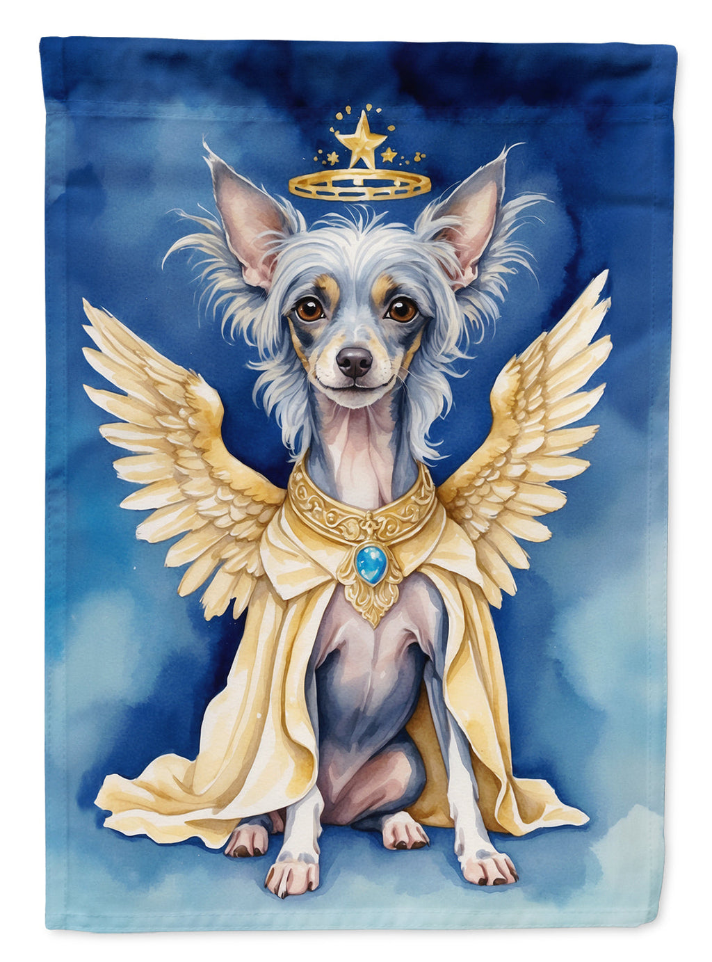 Chinese Crested My Angel House Flag 28x40 Porch Sleeve Pole Decorative Outside Yard Banner Artwork Wall Hanging, Polyester
