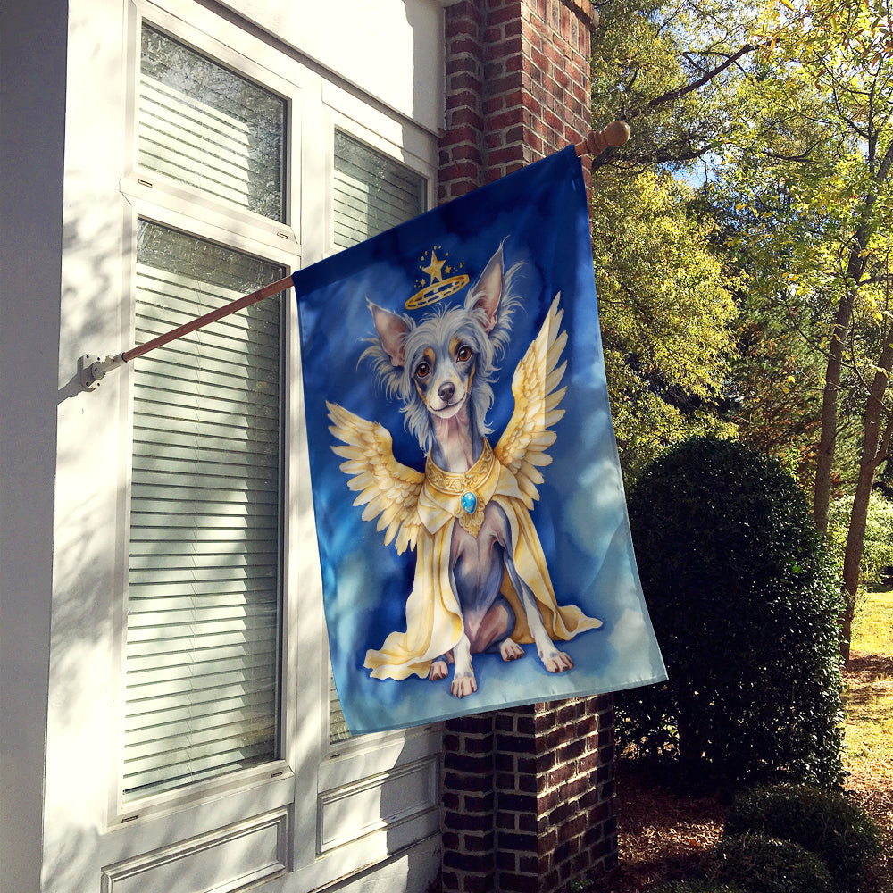Chinese Crested My Angel House Flag 28x40 Porch Sleeve Pole Decorative Outside Yard Banner Artwork Wall Hanging, Polyester