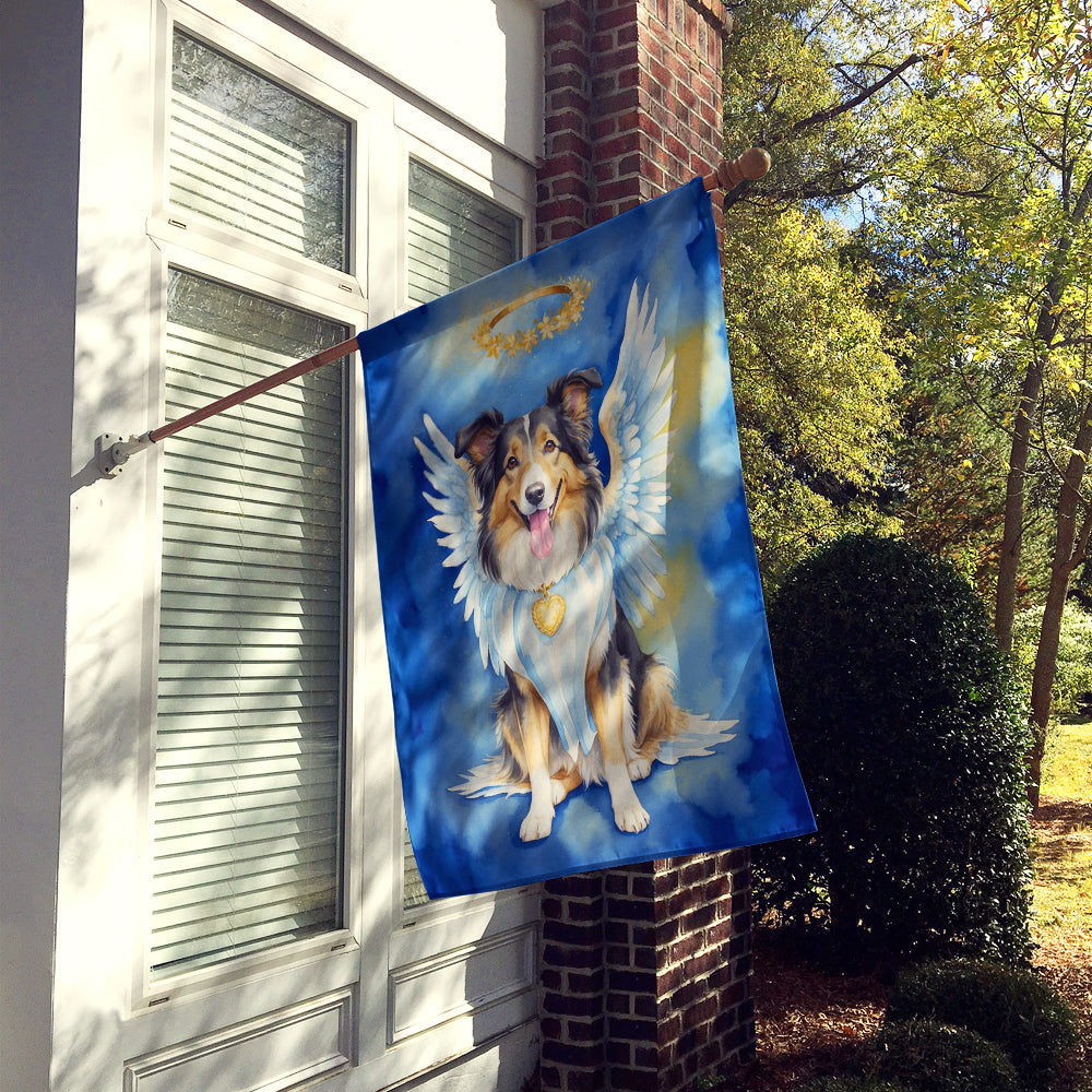 Collie My Angel House Flag 28x40 Porch Sleeve Pole Decorative Outside Yard Banner Artwork Wall Hanging, Polyester