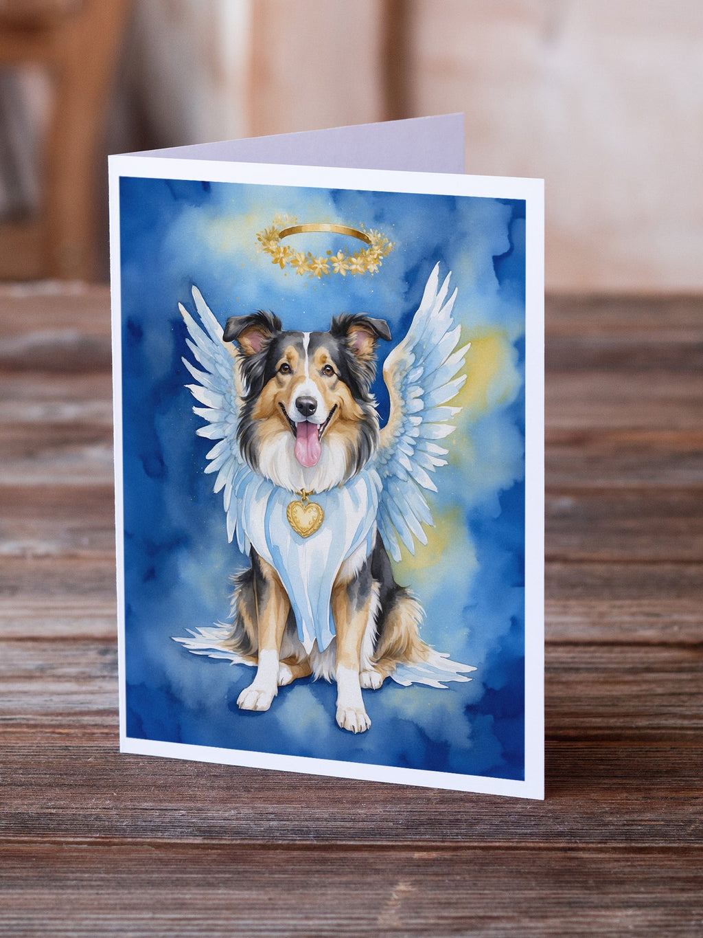 Collie My Angel Greeting Cards Pack of 8 Blank Cards with Envelopes Whimsical A7 Size 5x7
