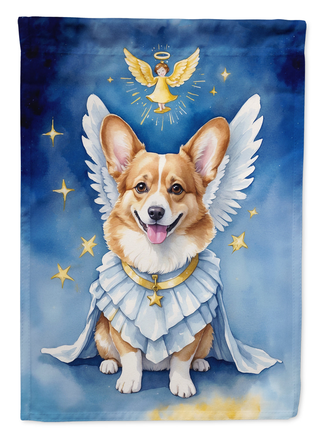 Corgi My Angel House Flag 28x40 Porch Sleeve Pole Decorative Outside Yard Banner Artwork Wall Hanging, Polyester