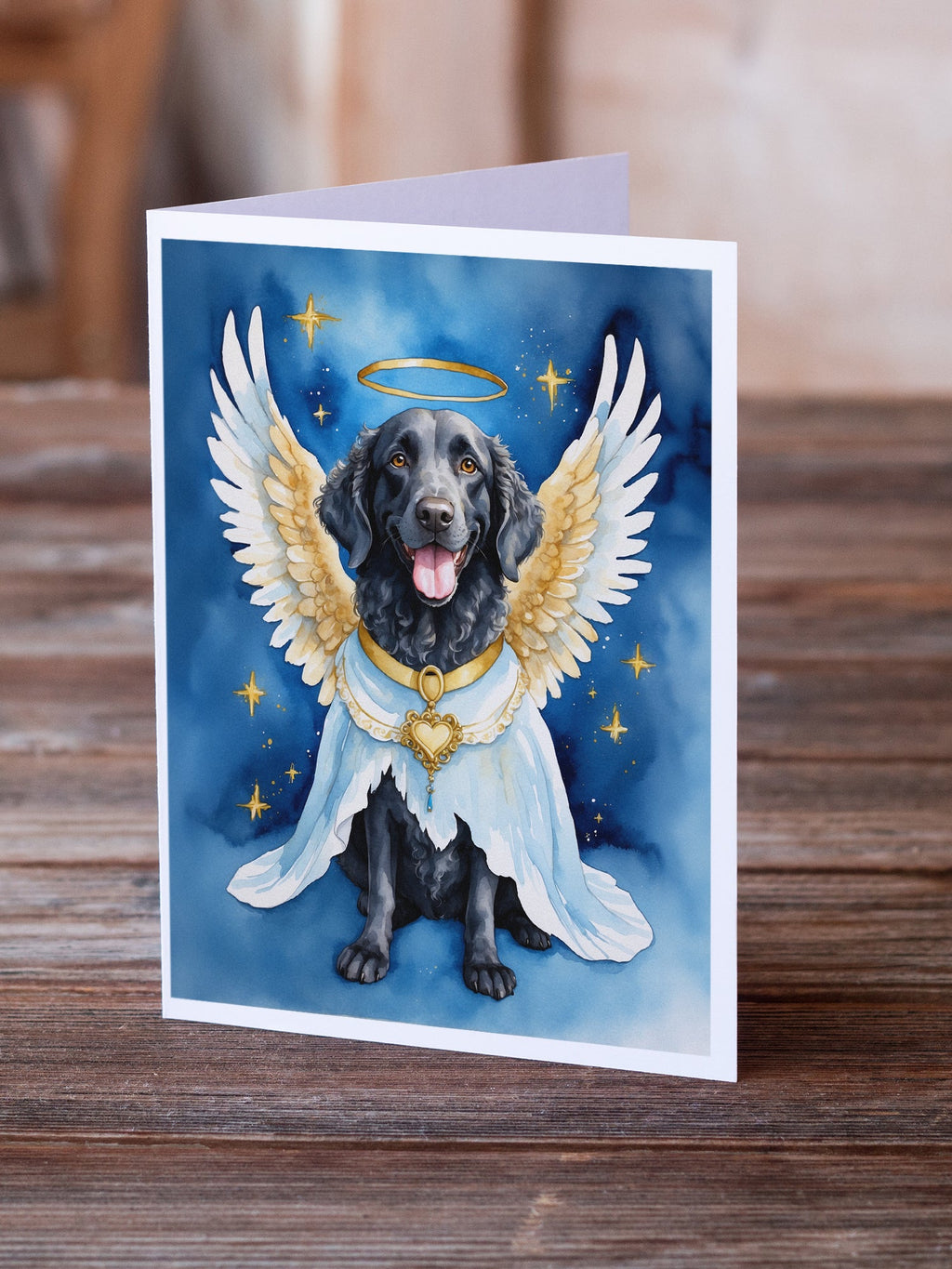Curly-Coated Retriever My Angel Greeting Cards Pack of 8 Blank Cards with Envelopes Whimsical A7 Size 5x7