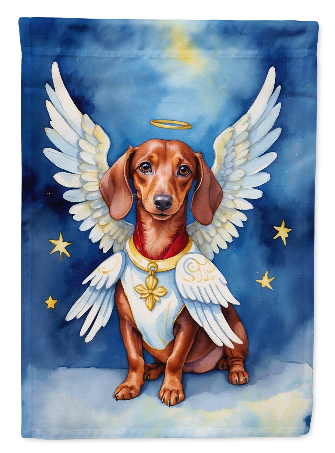 Dachshund My Angel House Flag 28x40 Porch Sleeve Pole Decorative Outside Yard Banner Artwork Wall Hanging, Polyester