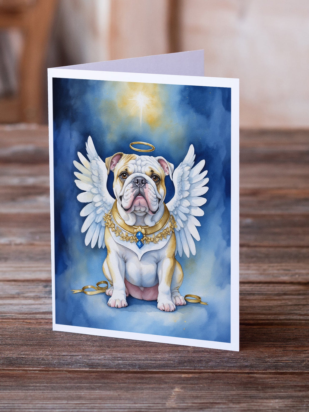 English Bulldog My Angel Greeting Cards Pack of 8 Blank Cards with Envelopes Whimsical A7 Size 5x7