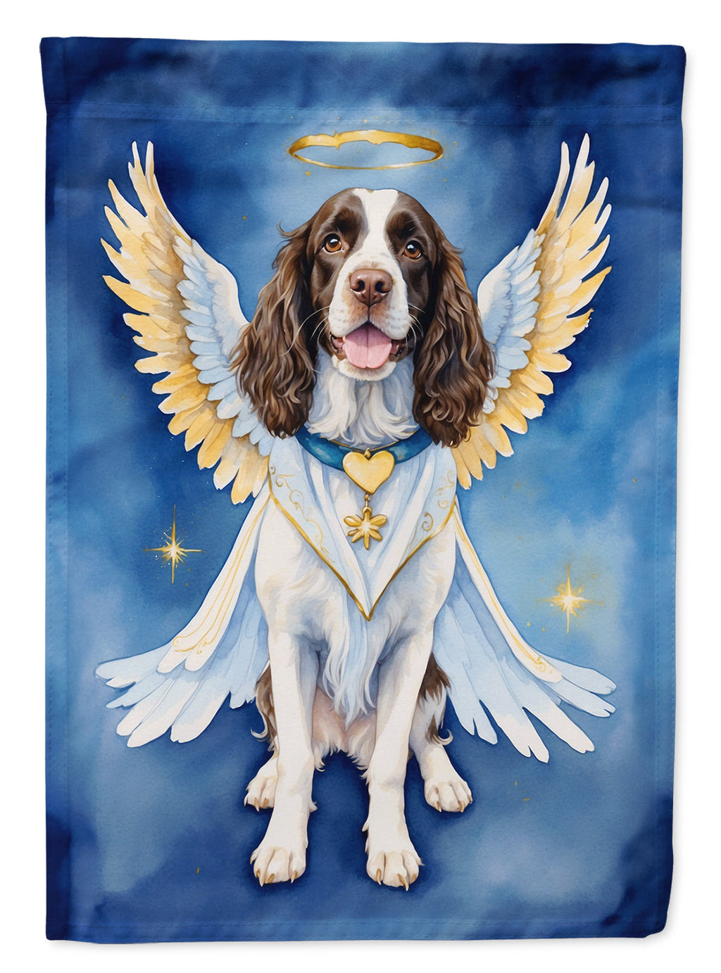 English Springer Spaniel My Angel House Flag 28x40 Porch Sleeve Pole Decorative Outside Yard Banner Artwork Wall Hanging, Polyester