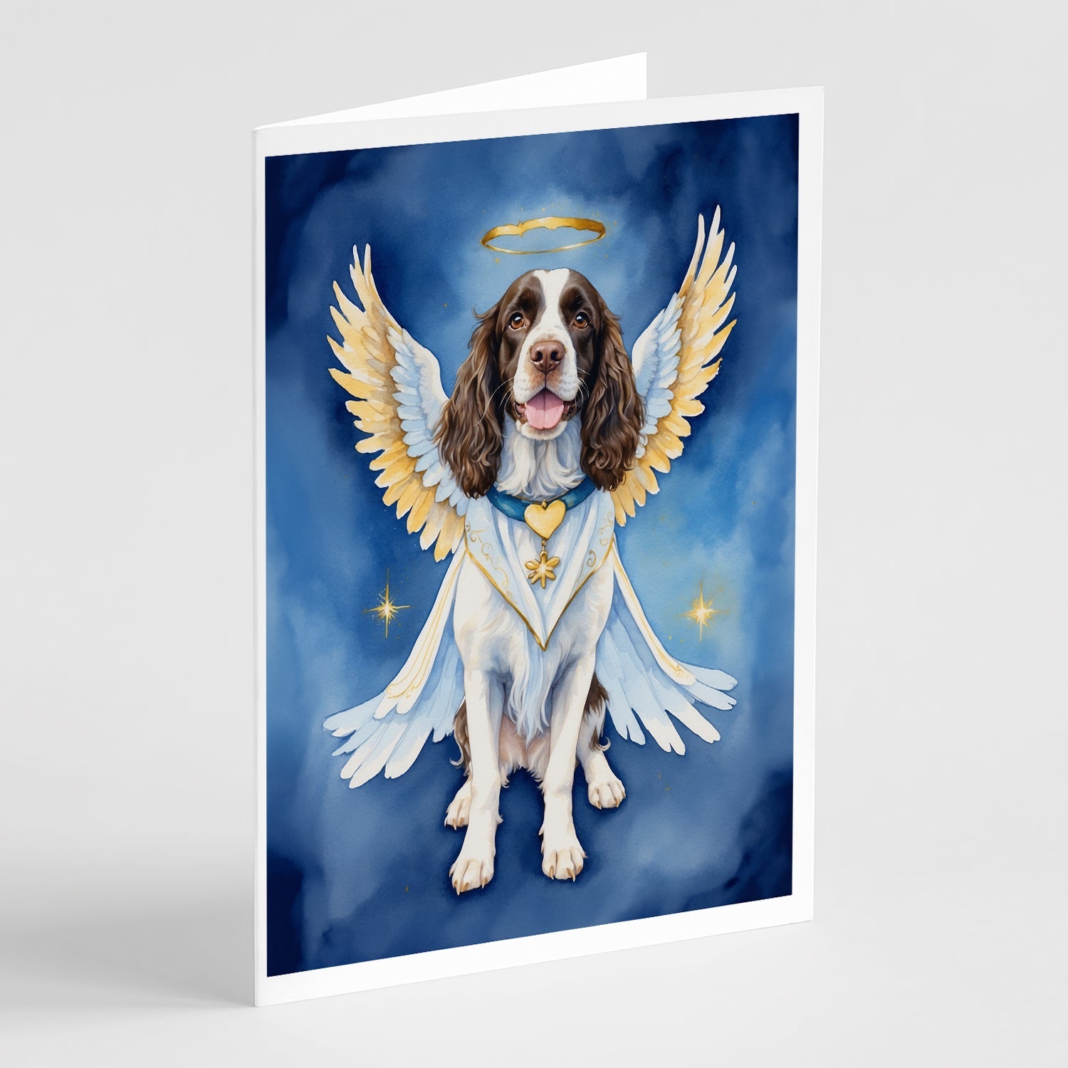 English Springer Spaniel My Angel Greeting Cards Pack of 8 Blank Cards with Envelopes Whimsical A7 Size 5x7