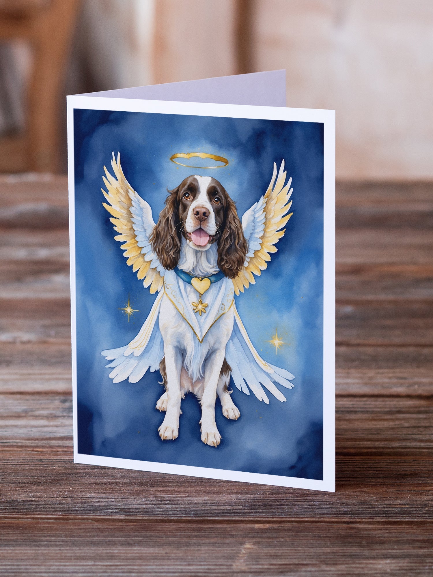 English Springer Spaniel My Angel Greeting Cards Pack of 8 Blank Cards with Envelopes Whimsical A7 Size 5x7