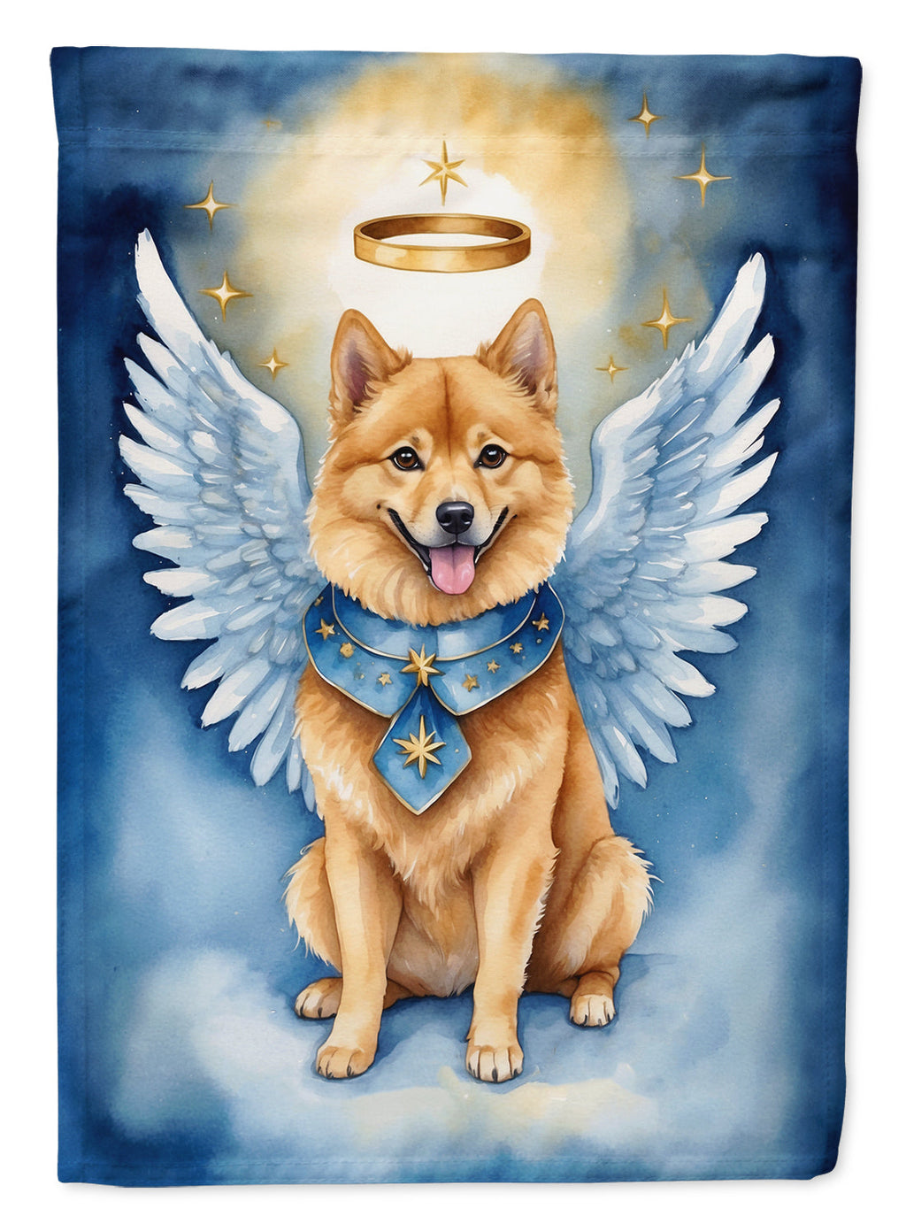 Finnish Spitz My Angel House Flag 28x40 Porch Sleeve Pole Decorative Outside Yard Banner Artwork Wall Hanging, Polyester