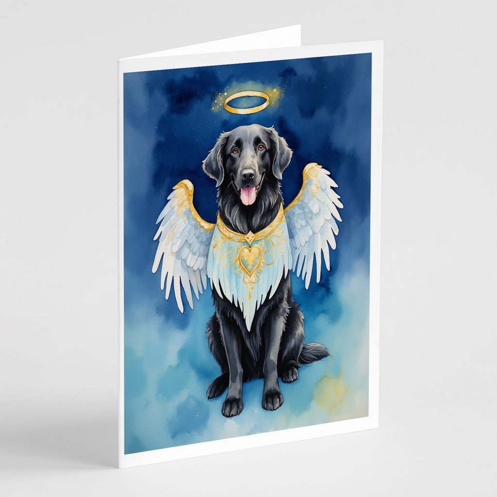 Flat-Coated Retriever My Angel Greeting Cards Pack of 8 Blank Cards with Envelopes Whimsical A7 Size 5x7