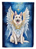 White German Shepherd My Angel House Flag 28x40 Porch Sleeve Pole Decorative Outside Yard Banner Artwork Wall Hanging, Polyester