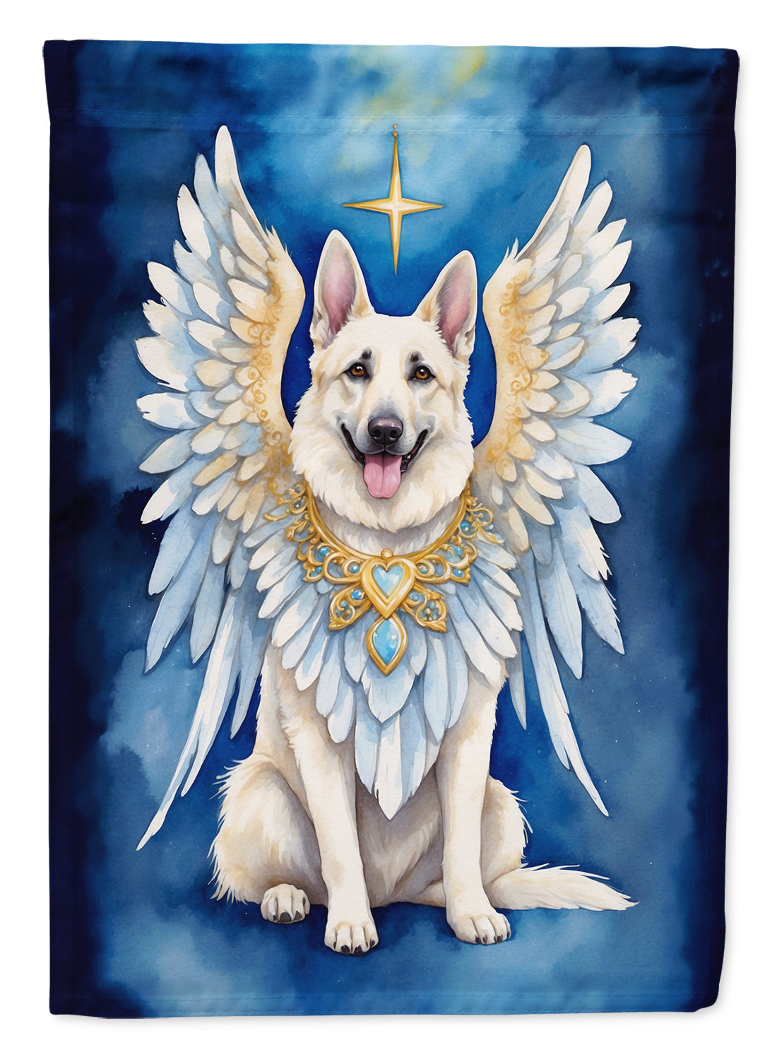 White German Shepherd My Angel House Flag 28x40 Porch Sleeve Pole Decorative Outside Yard Banner Artwork Wall Hanging, Polyester