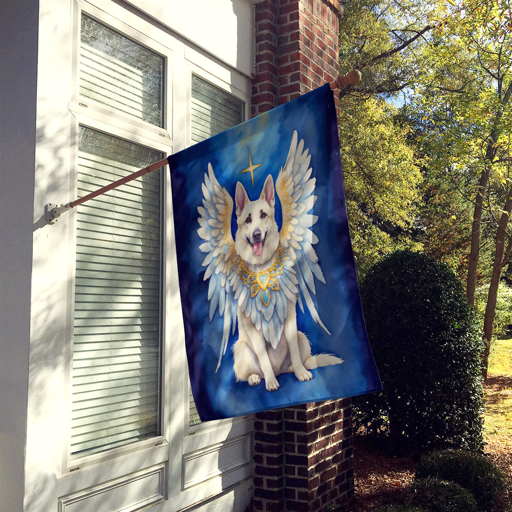 White German Shepherd My Angel House Flag 28x40 Porch Sleeve Pole Decorative Outside Yard Banner Artwork Wall Hanging, Polyester