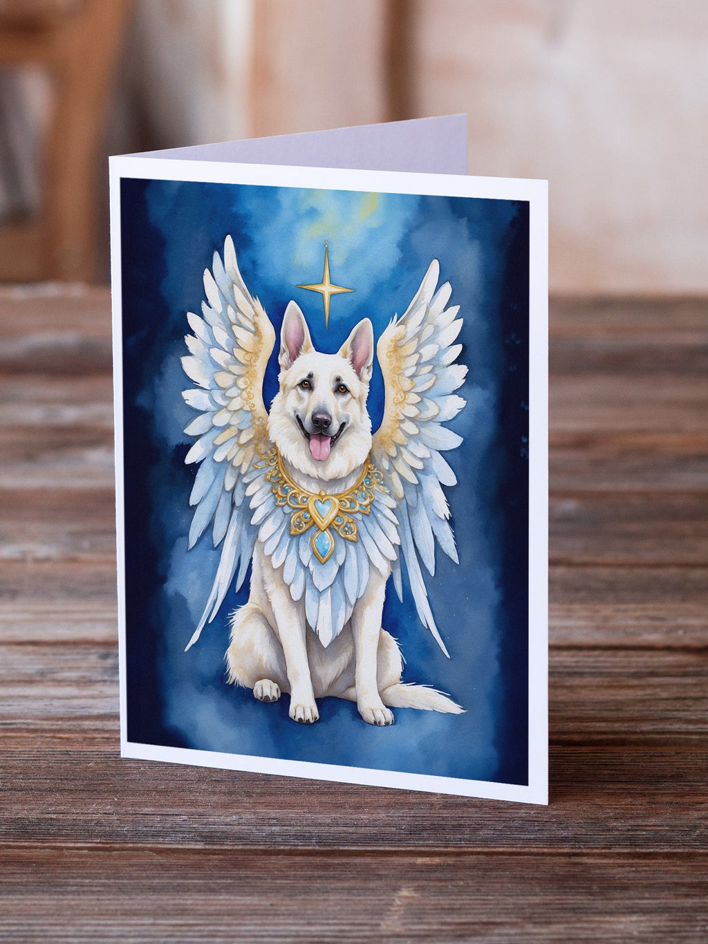 White German Shepherd My Angel Greeting Cards Pack of 8 Blank Cards with Envelopes Whimsical A7 Size 5x7