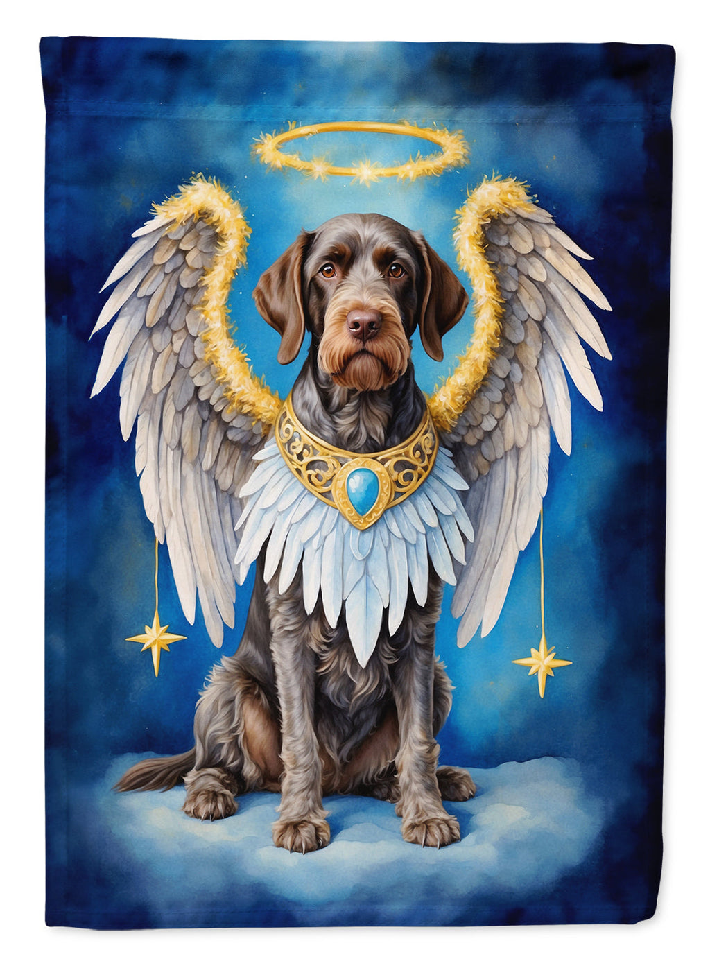 German Wirehaired Pointer My Angel House Flag 28x40 Porch Sleeve Pole Decorative Outside Yard Banner Artwork Wall Hanging, Polyester