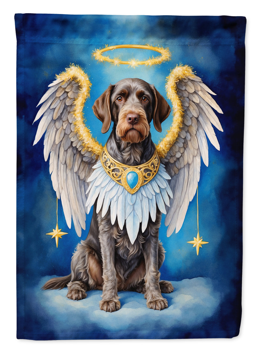 German Wirehaired Pointer My Angel House Flag 28x40 Porch Sleeve Pole Decorative Outside Yard Banner Artwork Wall Hanging, Polyester